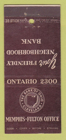 Matchbook Cover - Bank of Cleveland OH  30 Stick