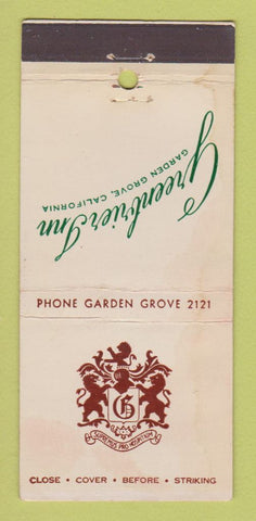 Matchbook Cover - Greenbrier Inn Garden Grove CA STAINED 30 Stick