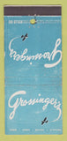 Matchbook Cover - Grossinger's Store? WORN 30 Stick