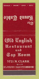 Matchbook Cover - The Round Table Old English Restaurant Chicago IL 30 Stick
