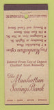 Matchbook Cover - Manhattan Savings Bank New York City WEAR 30 Stick