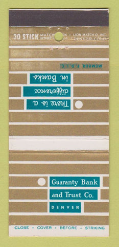 Matchbook Cover - Guaranty Bank and Trust Denver Colorado 30 Stick