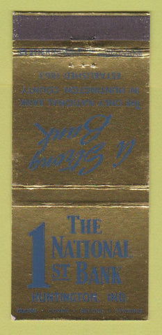 Matchbook Cover - 1st National Bank Huntington IN 30 Stick