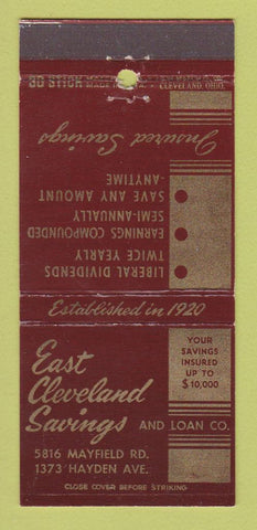 Matchbook Cover - East Cleveland Savings and Loan OH 30 Stick