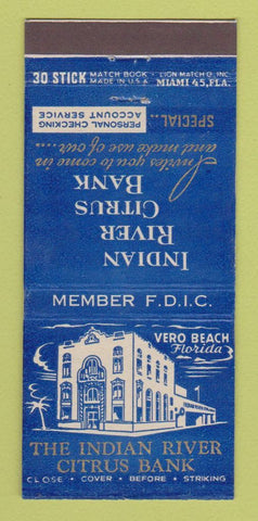 Matchbook Cover - Indian River Citrus Bank Vero Beach FL  30 Stick
