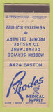 Matchbook Cover - Rhodes Medical Supply 30 Stick