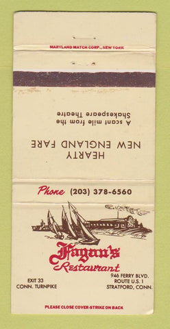 Matchbook Cover - Fagan's Restaurant Stratford CT WEAR 30 Strike
