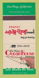 Matchbook Cover - Del Webb's Ocean House San Diego CA 30 Strike
