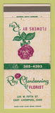 Matchbook Cover - Ray Clendenning Flowers East Liverpool OH 30 Strike