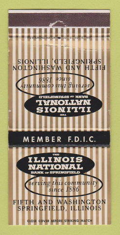 Matchbook Cover - Illinois National Bank Springfield IL 30 Strike