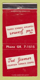 Matchbook Cover - Ted Ziemer Fountain Terrace Chapel Evansville IN 30 Strike