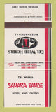 Matchbook Cover - Del Webb's Sahara Tahoe Casino Hotel Lake Tahoe NV 30 Strike