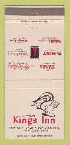 Matchbook Cover - Del Webb's Kings Inn Sun City AZ FL CA 30 Strike