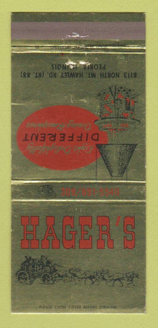 Matchbook Cover - Hager's Inn Peoria IL 30 Strike
