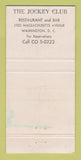 Matchbook Cover - The Jockey Club Restaurant Washington DC WEAR 30 Strike