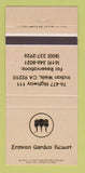 Matchbook Cover - Erawan Garden Resort Indian Wells CA 30 Strike
