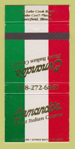 Matchbook Cover - Ermando's Italian Restaurant Deerfield IL 30 Strike