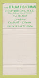 Matchbook Cover - Italian Fisherman Restaurant New York City WORN 30 Strike