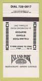 Matchbook Cover - Island Park Restaurant Ottawa ON 30 Strike
