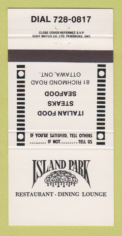 Matchbook Cover - Island Park Restaurant Ottawa ON 30 Strike
