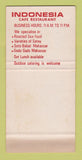 Matchbook Cover - Indonesia Cafe Restaurant Singapore SAMPLE WEAR 30 Strike