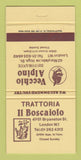 Matchbook Cover - Trattoria Boscaiolo London UK England Vecchio Alpino 30 Strike