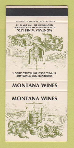Matchbook Cover - Montana Wines Auckland New Zealand SAMPLE 30 Strike