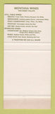 Matchbook Cover - Montana Wines Auckland New Zealand SAMPLE 30 Strike