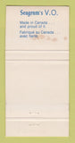 Matchbook Cover - Seagram's VO Liquor Canada WORN 30 Strike