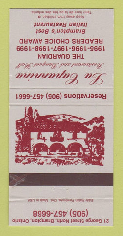 Matchbook Cover - La Capannina Restaurant Italian Brampton ON 30 Strike