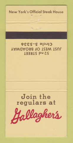 Matchbook Cover - Gallagher's Steak House New York City 30 Strike
