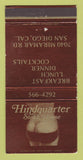 Matchbook Cover - Hindquarter Steak House San Diego CA girlie 30 Strike