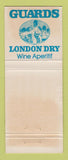 Matchbook Cover - Guards London Dry Wine Aperitif Liquor South Africa