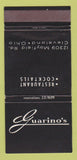 Matchbook Cover - Guarino's Restaurant Cleveland OH 30 Strike
