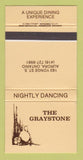 Matchbook Cover - The Graystone Restaurant Aurora ON WEAR 30 Strike
