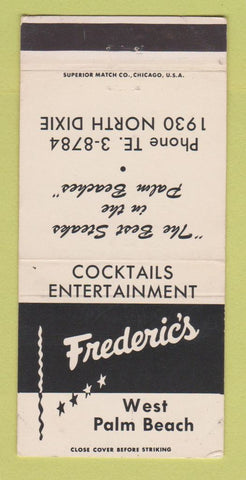 Matchbook Cover - Frederic's Restaurant West Palm Beach FL 30 Strike