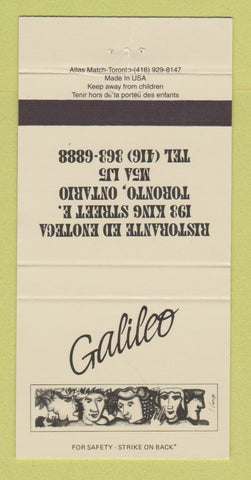 Matchbook Cover - Galileo Restaurant Toronto ON 30 Strike
