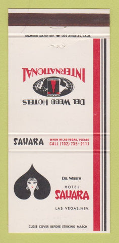 Matchbook Cover - Del Webb's Hotel Sahara Casino Las Vegas NV 30 Strike