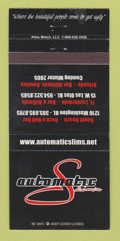 Matchbook Cover - Automatic Slims Miami FL Nite Club Vox Vodka 30 Strike