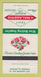 Matchbook Cover - M Malagerio Nursery Fruit Toronto ON flowers 30 Strike