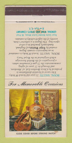Matchbook Cover - Royal Salute Scotch Whiskey STAINED 30 Strike