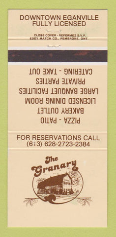 Matchbook Cover - The Granary Restaurant Eganville ON 30 Strike