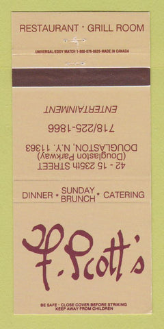 Matchbook Cover - F Scott's Restaurant Douglaston NY 30 Strike