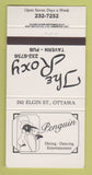 Matchbook Cover - Penguin Restaurant The Roxy Tavern Ottawa ON 30 Strike