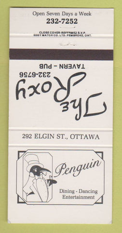 Matchbook Cover - Penguin Restaurant The Roxy Tavern Ottawa ON 30 Strike