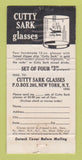 Matchbook Cover - Cutty Sark Scotch Whiskey Liquor WEAR 30 Strike