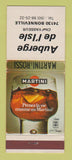 Matchbook Cover Martini & Rossi Liquor Auberge de I'Isle Bonneville France WEAR