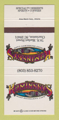 Matchbook Cover - Kaminsky's Cafe Charleston SC 30 Strike
