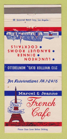 Matchbook Cover - French Cafe Marcel & Jeanne Montebello CA 30 Strike