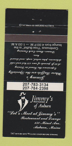 Matchbook Cover - Jimmy's Restaurant Auburn ME 30 Strike